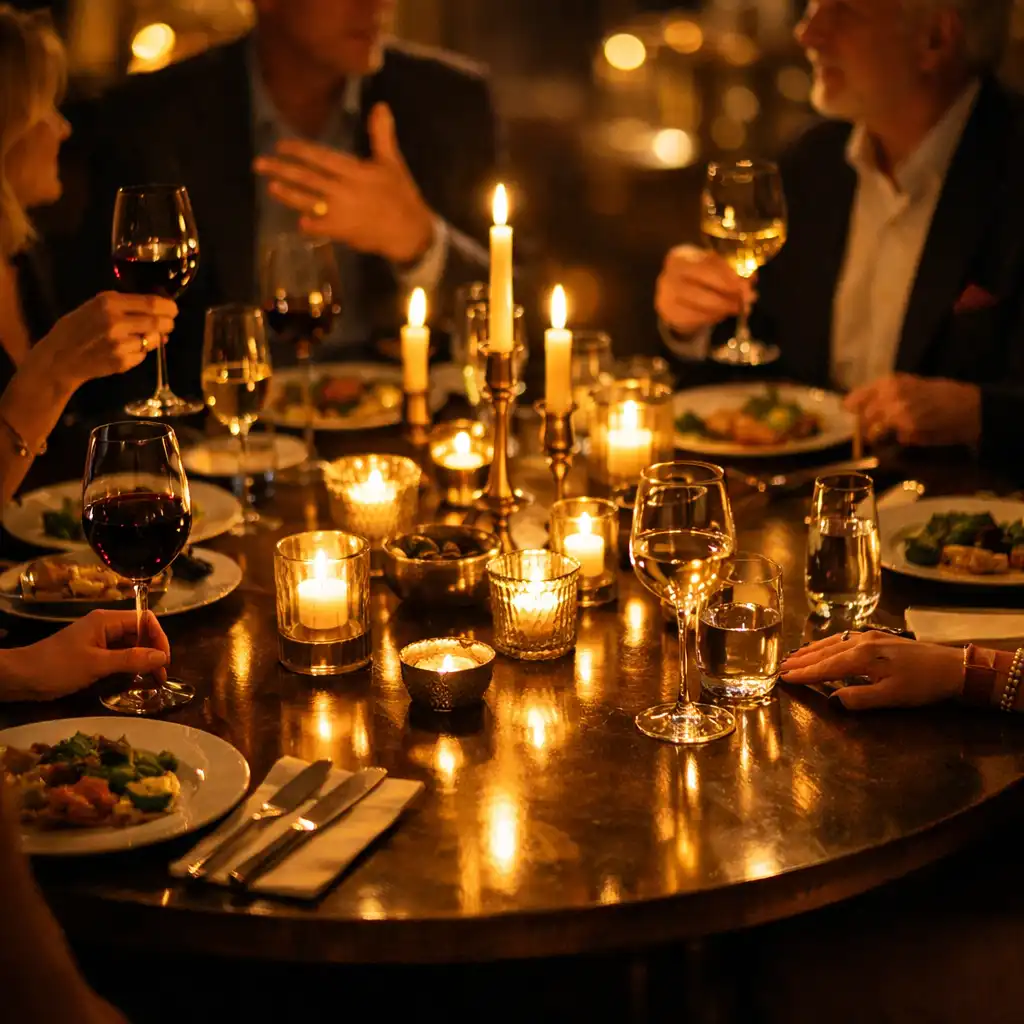 Ambiance de table élégante avec convives