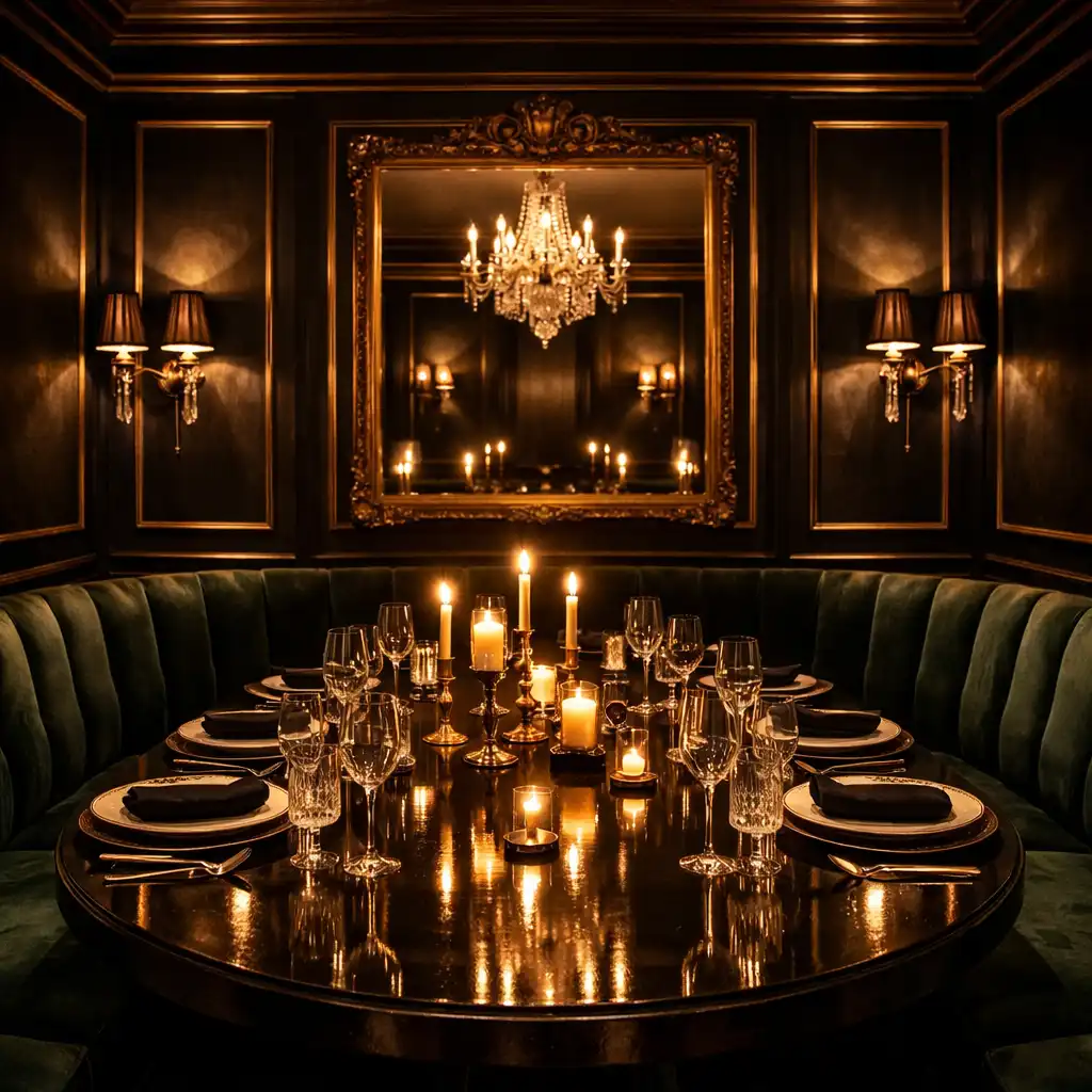 Salon privé luxueux avec lumière tamisée