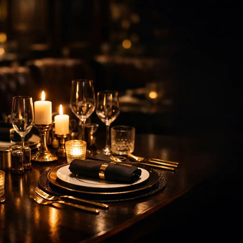 Table VIP éclairée à la bougie
